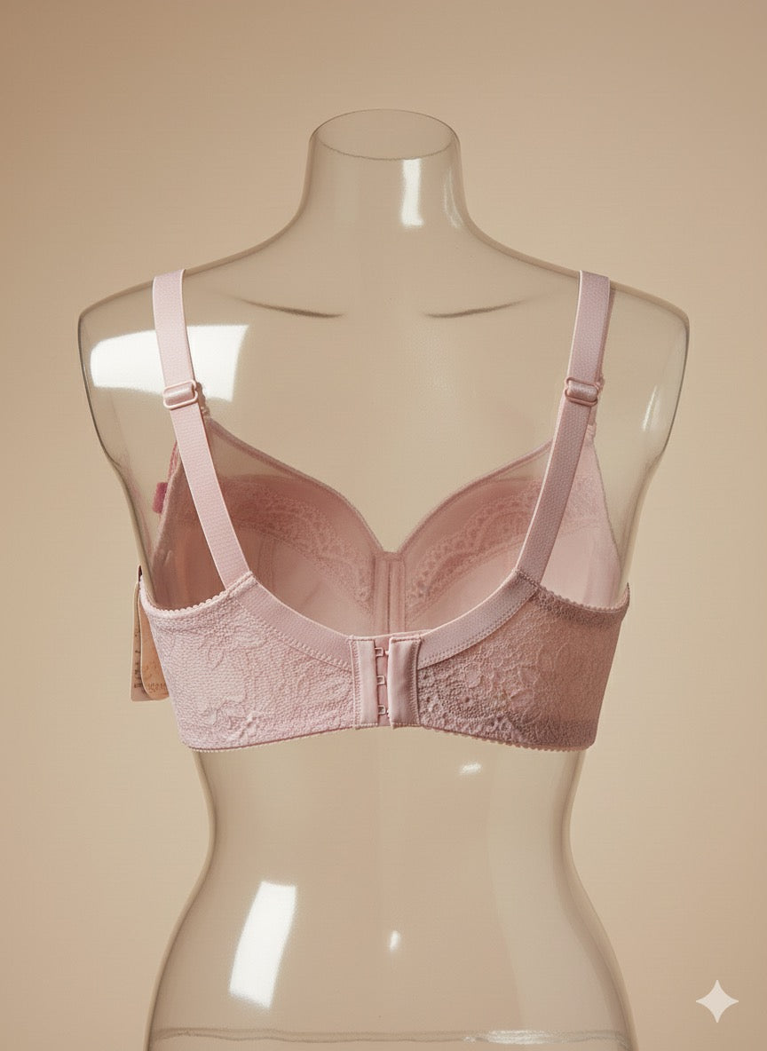 Sexy Bridal Bra – Underwired Pink Net Lace Double Padded Bra