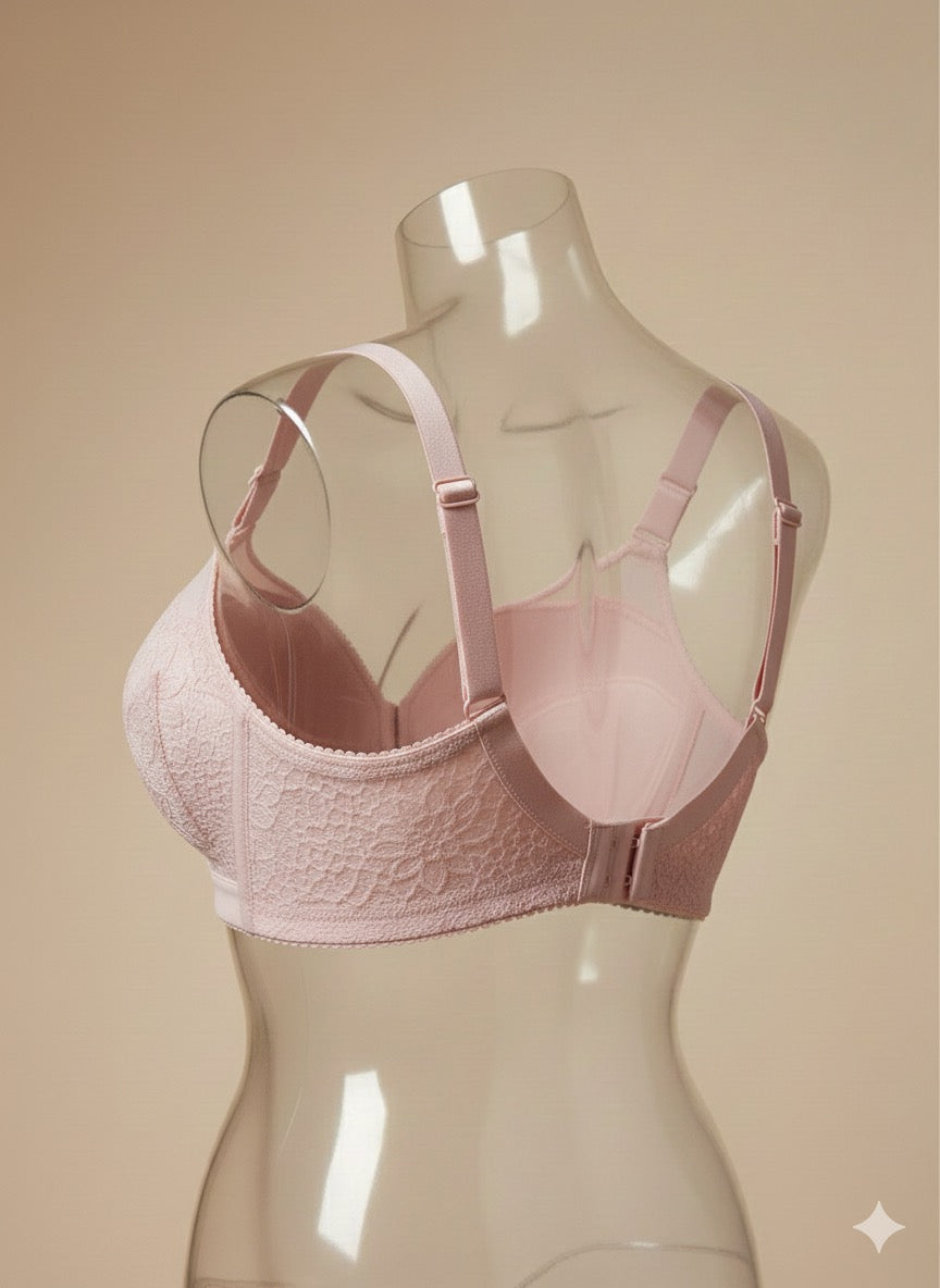 Sexy Bridal Bra – Underwired Pink Net Lace Double Padded Bra